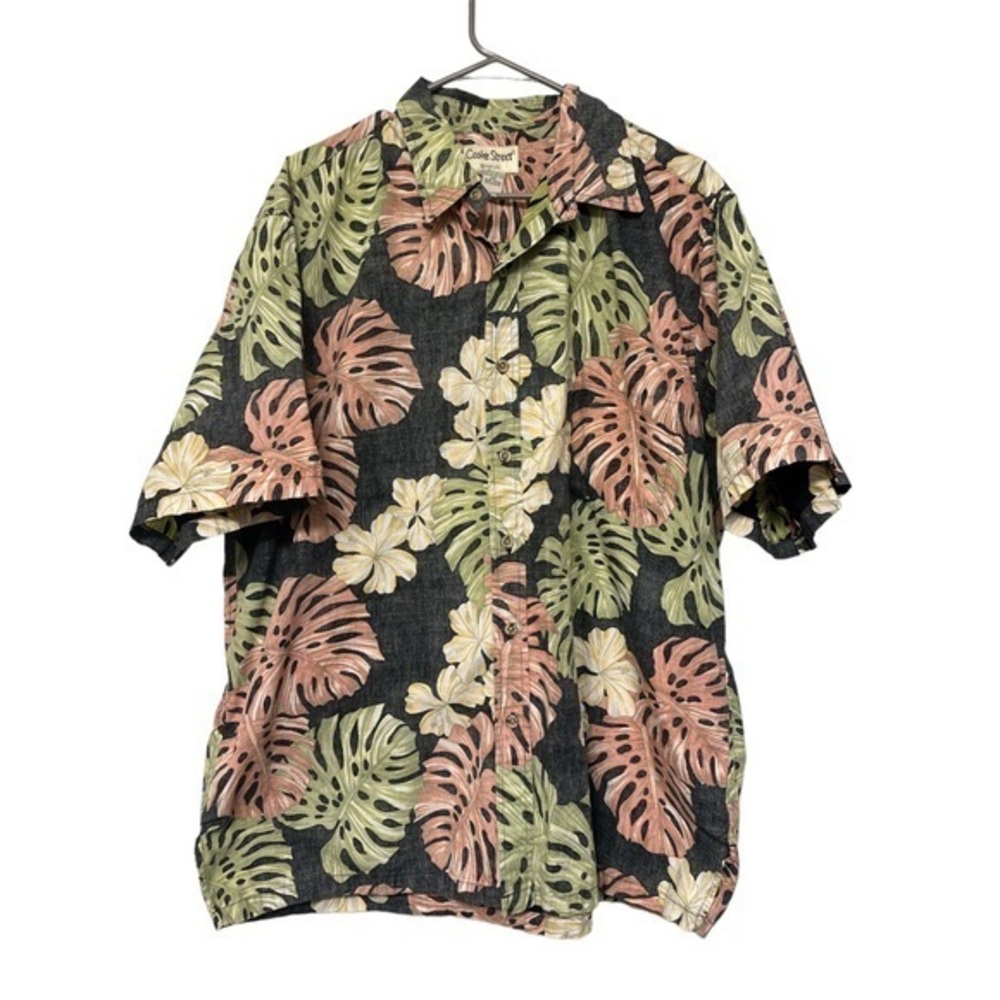 Cooke Street Gray Pink Green Tropical Casual Button Down Shirt Size 2XL EUC 7683
